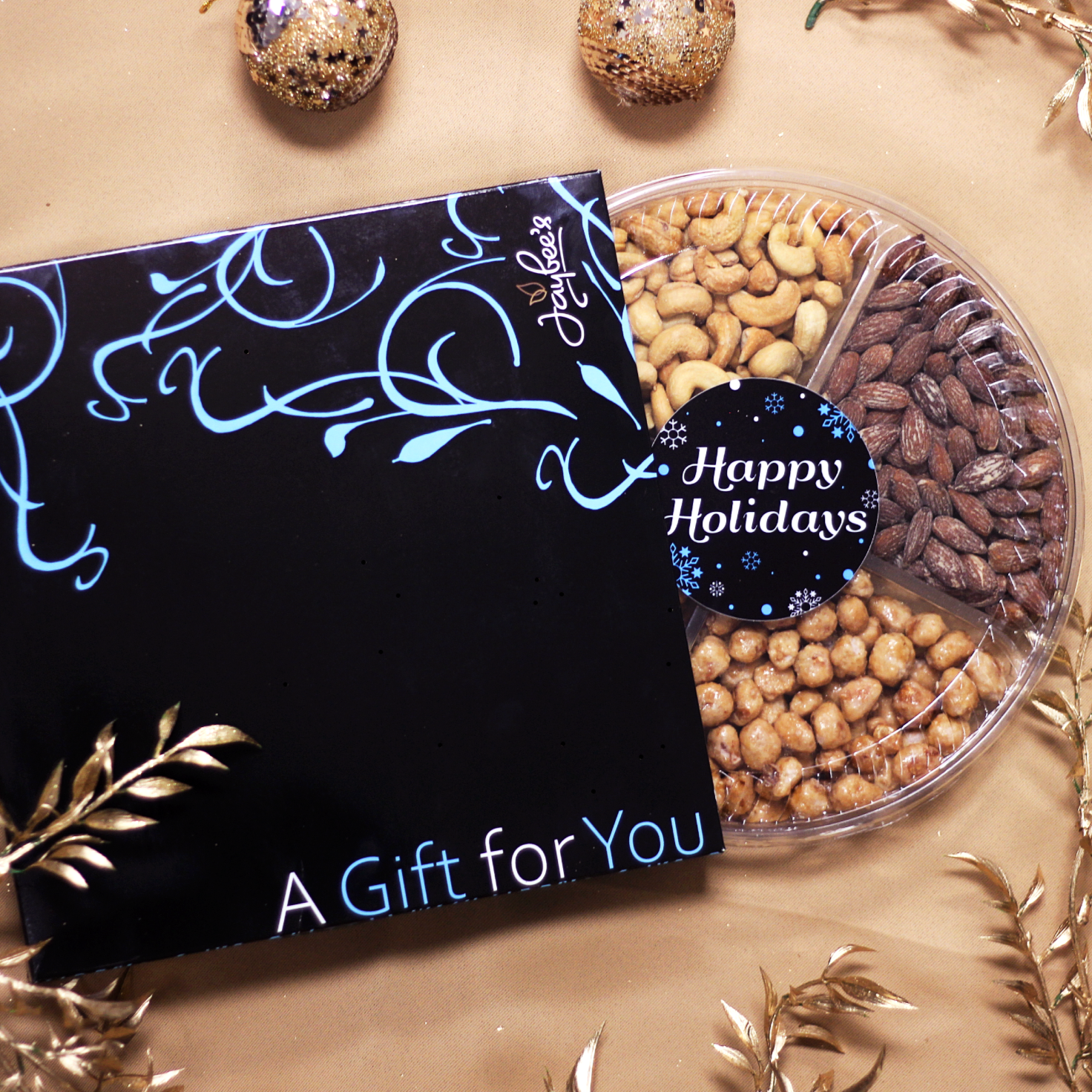 4 Sections, Happy Holidays - Nuts Gift Basket