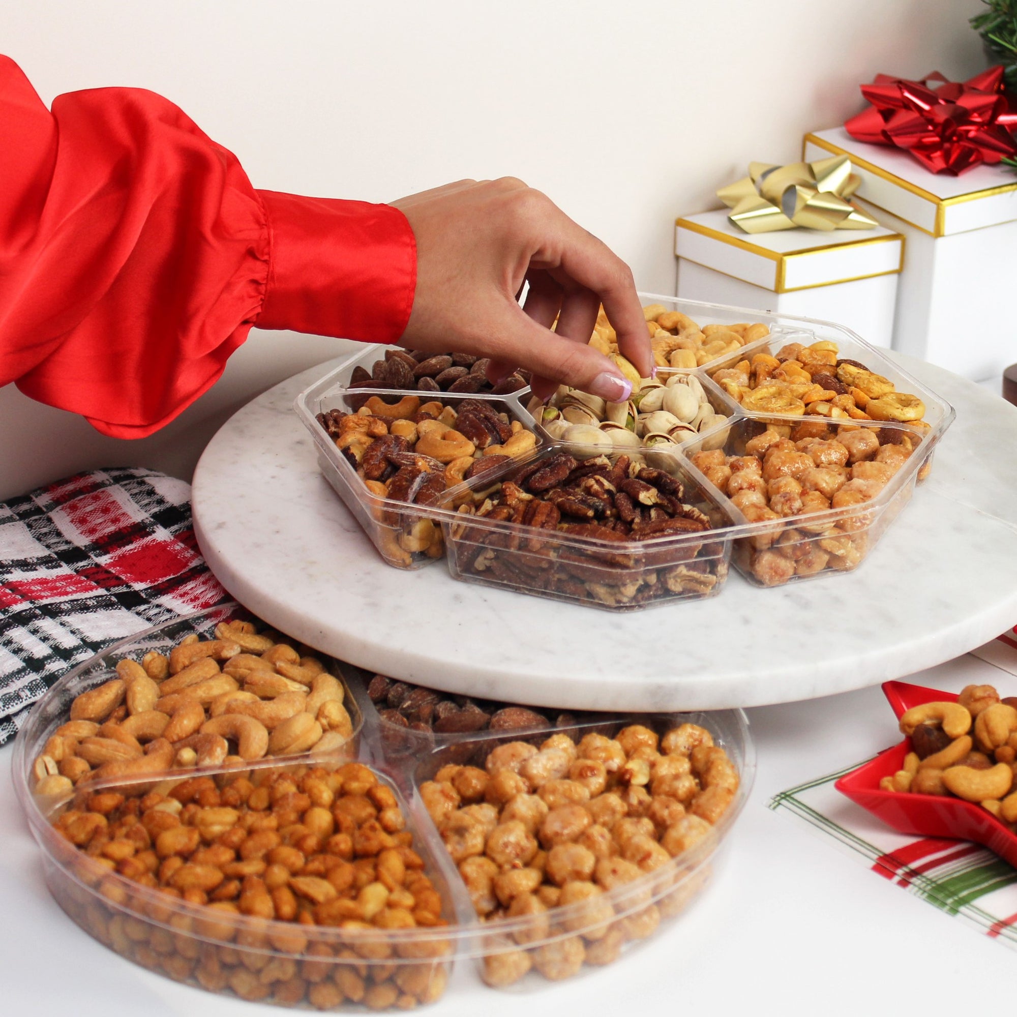 4 Sections, Happy Holidays - Nuts Gift Basket